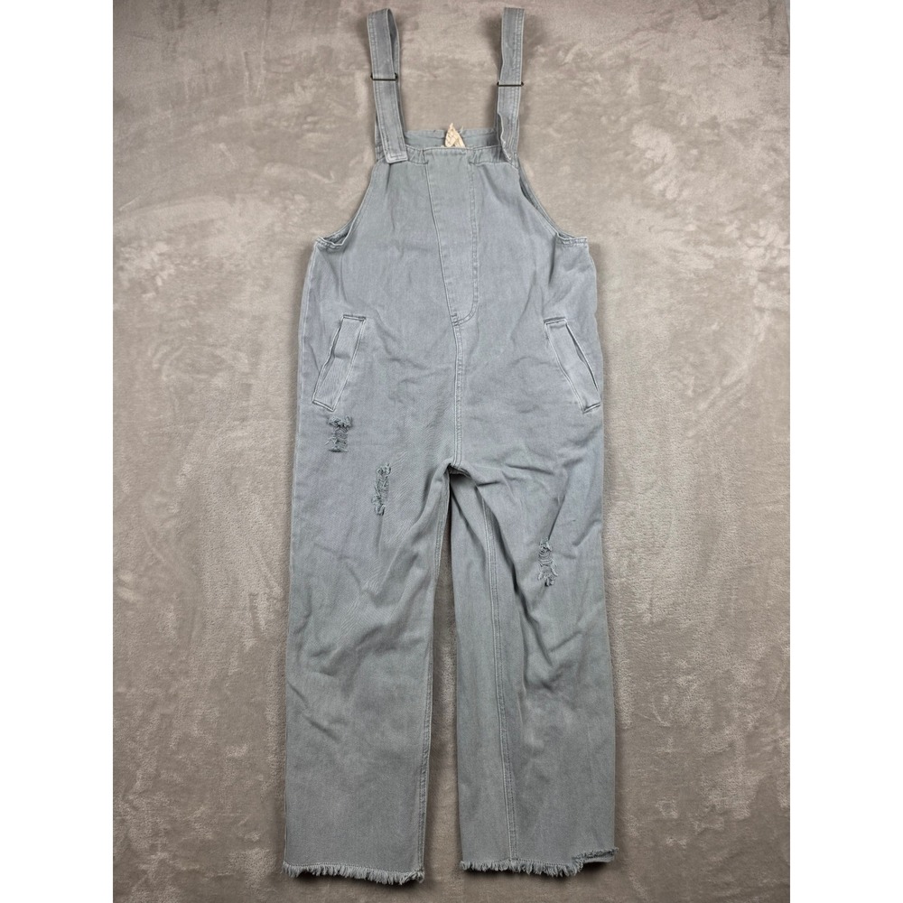 Style Rack Los Angeles Denim Overalls Womens L Gray Blue Raw Hem Romper
